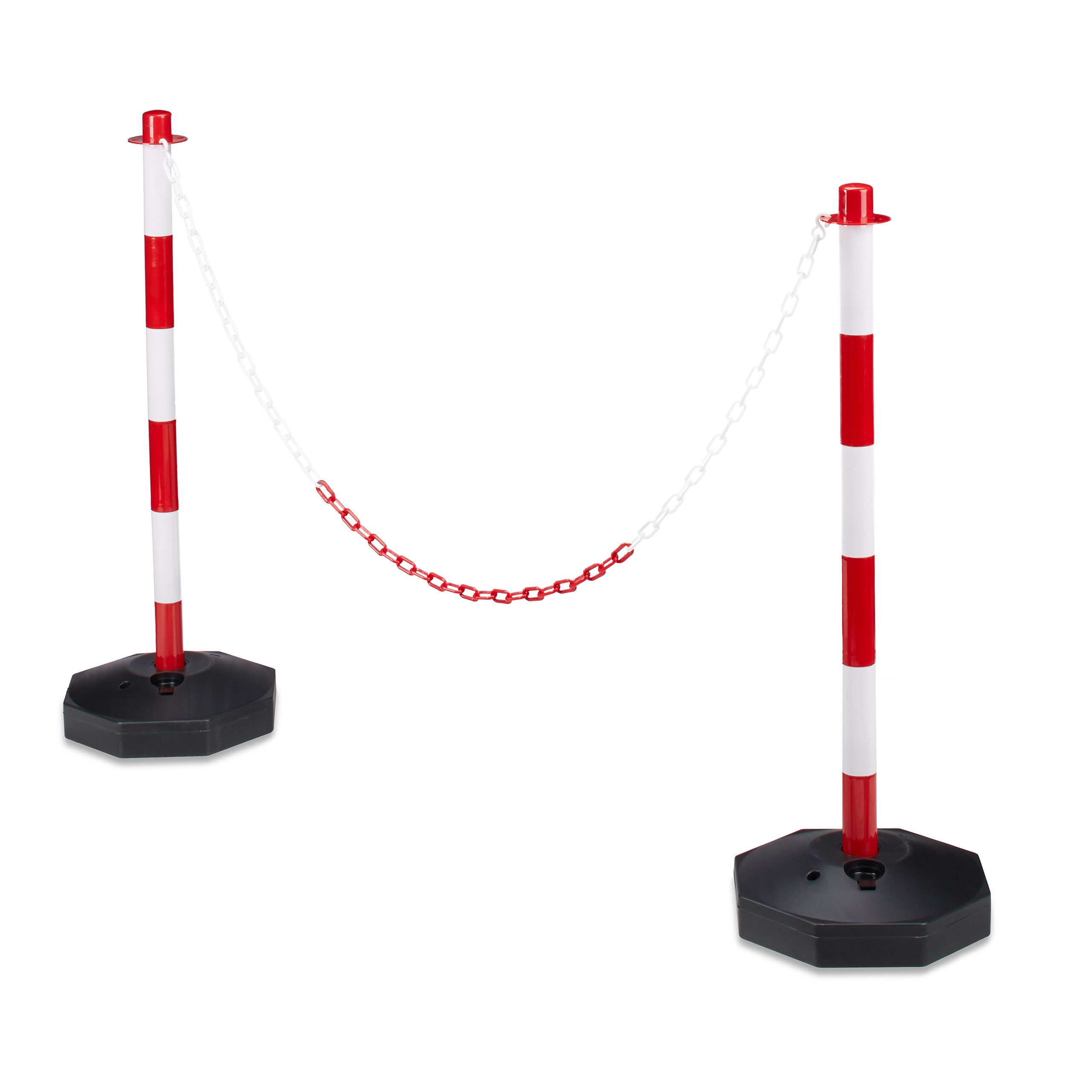relaxdays Zaunpfosten Absperrpfosten Kunststoff mit Kette, (2-St), 2er Pack