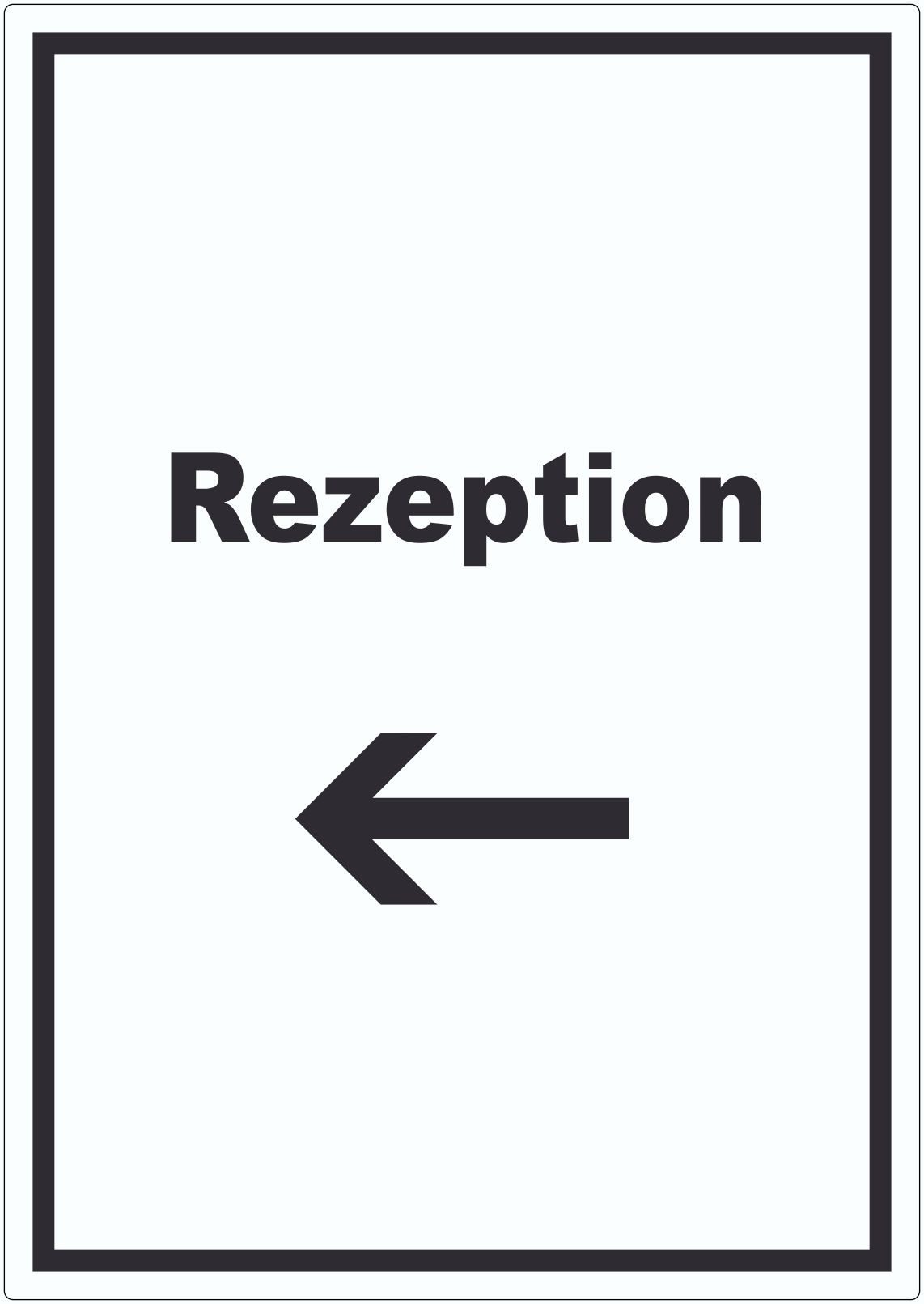 HB-Druck Aufkleber Rezeption Aufkleber mit Text und Pfeil links Anmeldung Eingang, wetterfest, UV-beständig, kratzfest