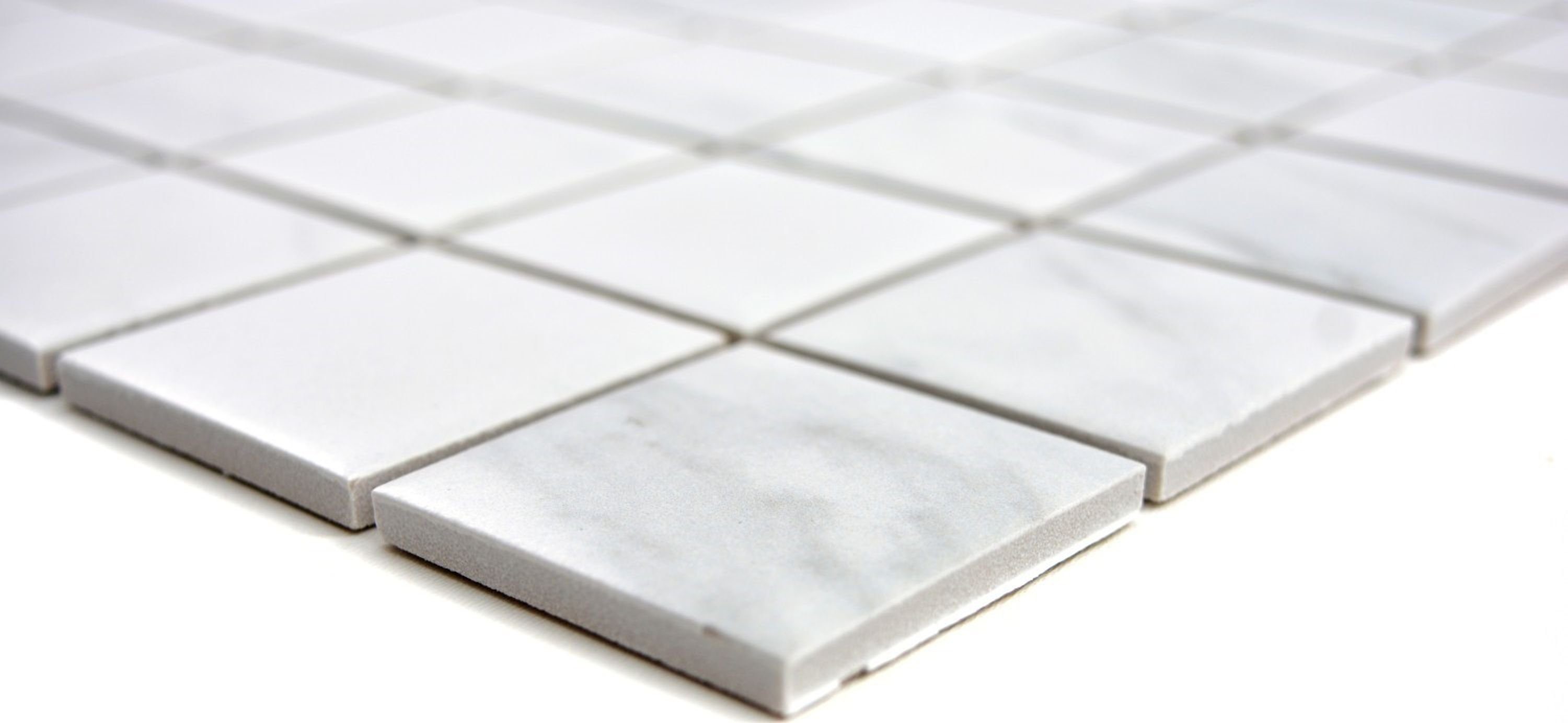 Mosani Mosaikfliesen Keramik Bad weiß Carrara Küche Fliese Fliesenspiegel grau Mosaik