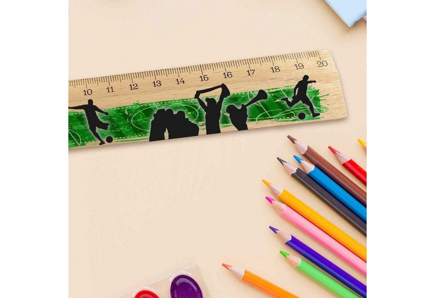 Thumbnail - GRAVURZEILE Lineal im Fußball Design - zur Einschulung - für Kinder -, Geschenk für die Schule