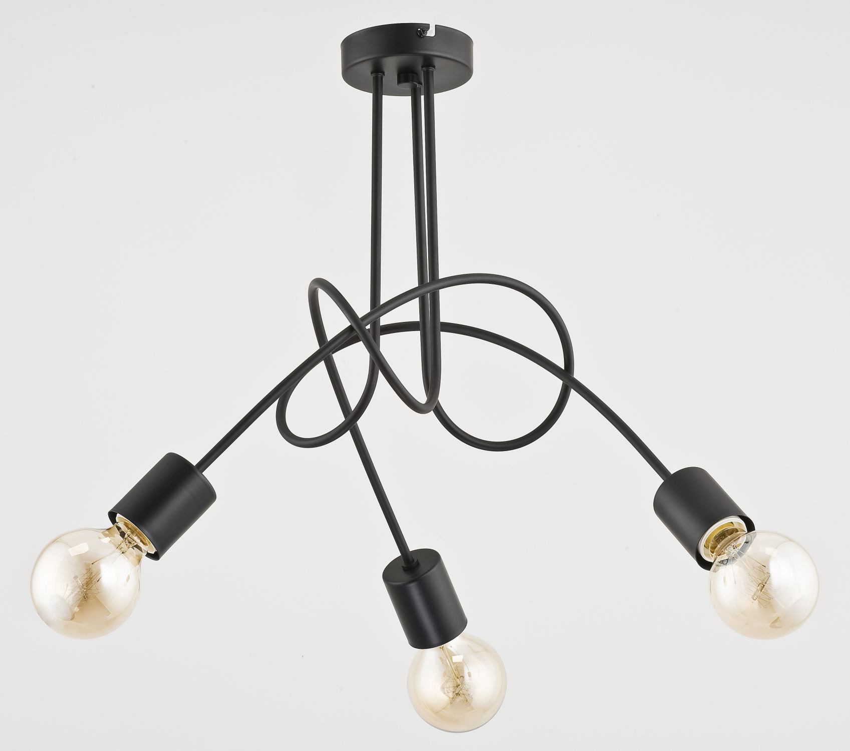 Licht-Erlebnisse Deckenleuchte KALMAR, ohne Leuchtmittel, Metall Schwarz 3-flammig für E27 48 cm breit Retro