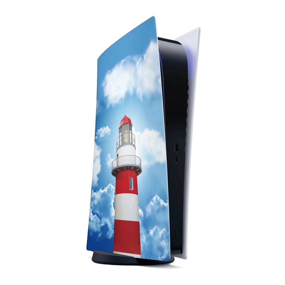 DeinDesign Konsolen-Cover Leuchtturm Wolke Himmel Leuchtturm, Sony Playstation 5 Disc Edition Skin Aufkleber Sticker Folie