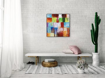 KUNSTLOFT Gemälde Rainbow Vibes 60x60 cm, Leinwandbild 100% HANDGEMALT Wandbild Wohnzimmer