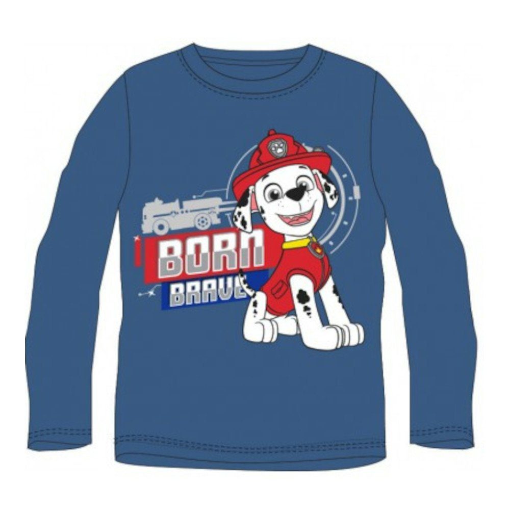 PAW PATROL T-Shirt Paw Patrol Langarm-T-Shirt für Jungen - "Born Brave" Design, 100% blau