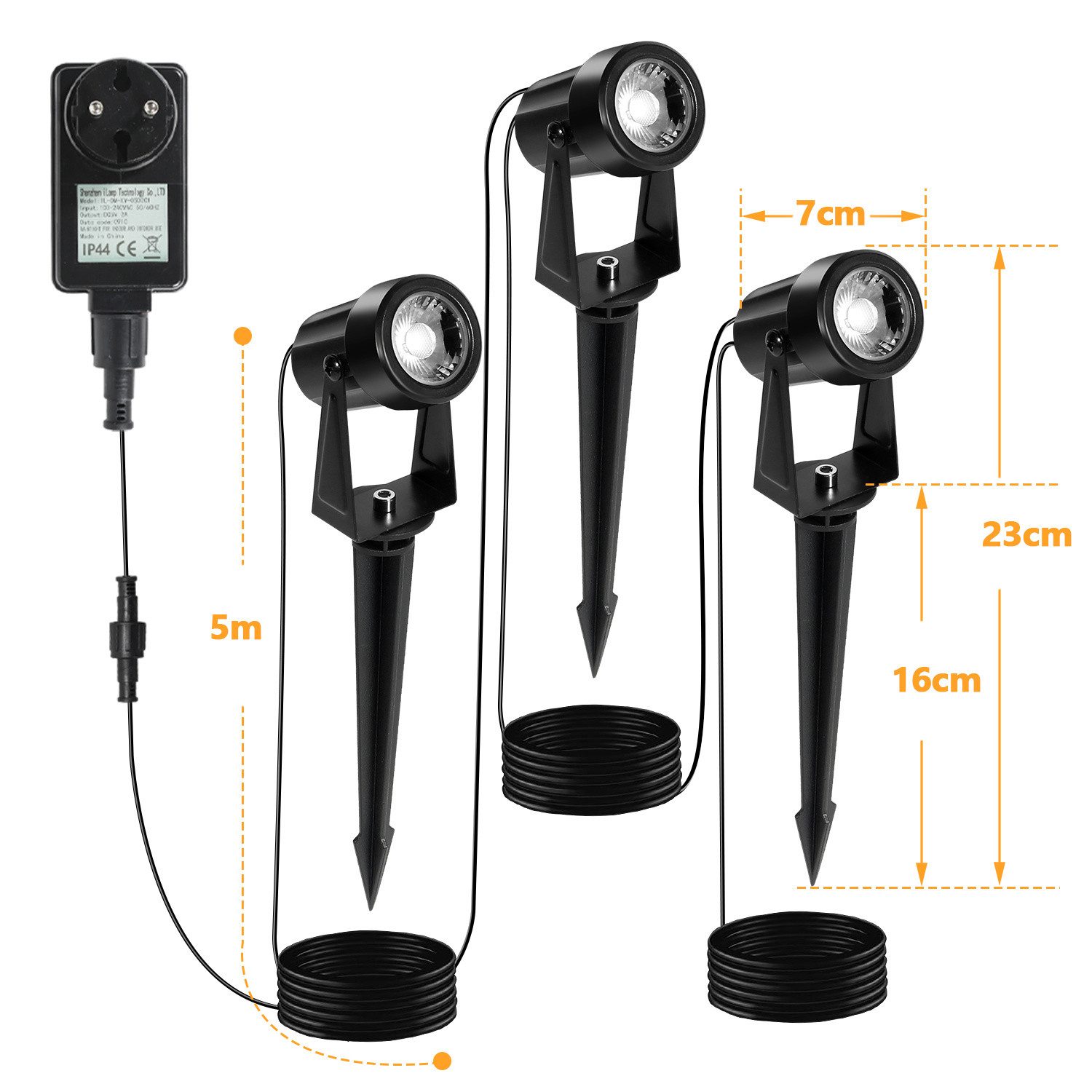 Clanmacy Gartenstrahler LED Gartenstrahler mit Erdspieß 6er Set Außenstrahler Gartenlampe IP65 – Bild 2 von 5