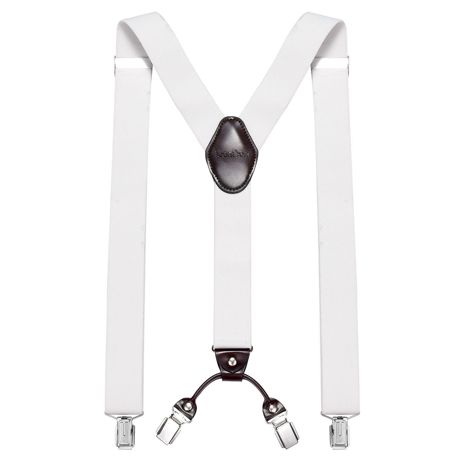 DonDon Hosenträger für Herren 3,5 cm breit 4 Clips mit braunem Leder längen günstig online kaufen