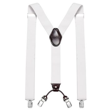 DonDon Hosenträger für Herren 3,5 cm breit 4 Clips mit braunem Leder längenverstellbar (1-St) Y-Form, verstellbar mit Clipverschluß, elastisch