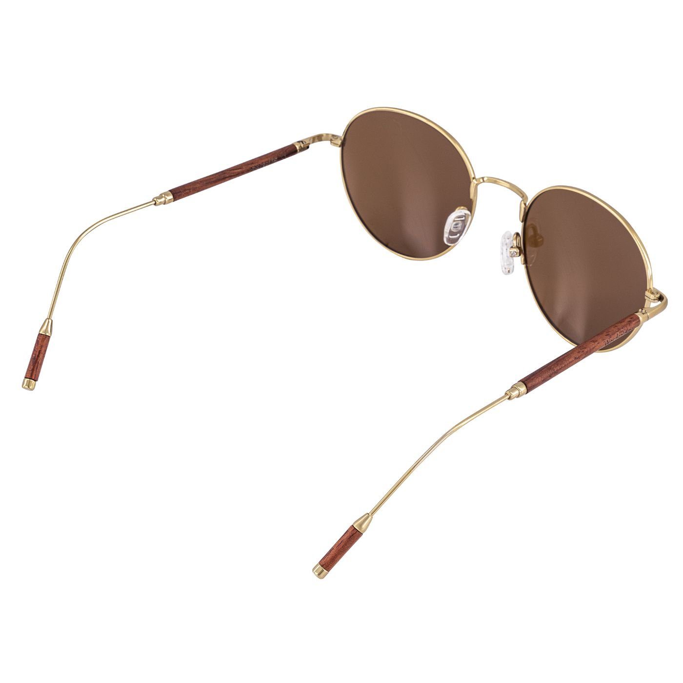 Etui) mit Holz-Sonnenbrille Premium Rosenholz mit Holzelementen Titanbügel und Sonnenbrille Woodenlove Titan Brillenputztuch faltbarem (Set,