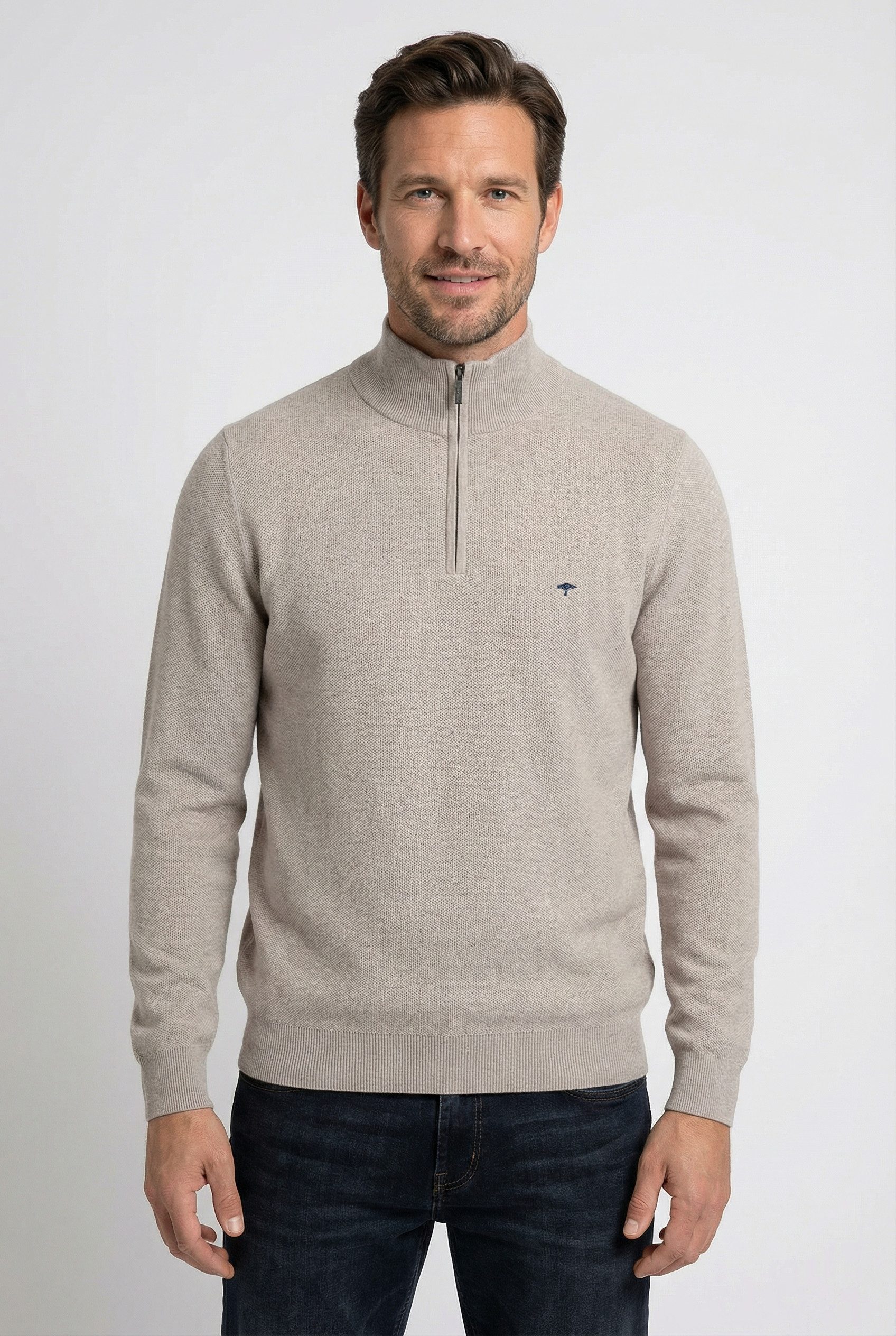 FYNCH-HATTON Troyer aus reiner Baumwolle, mit Logo-Stickerei, Regular Fit