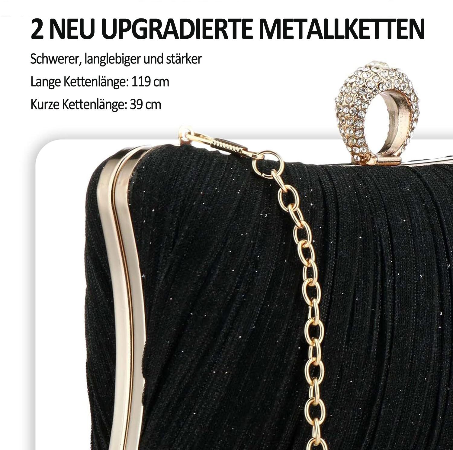 nsihing Abendtasche Damen Mode Abendtasche: Falten Handtasche, Glitzer Abendtasche, ideal für Brauthochzeiten, Bälle und Cocktailpartys – Bild 4 von 5
