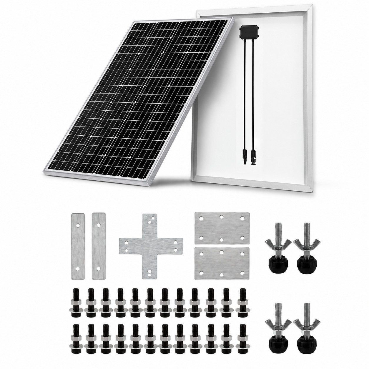 GLIESE Balkonkraftwerk 200W – Solarpanel für Dach und Balkon, 200 W, Monokristalline, (Set, 25-St., Solarmodul, Zubehör,Ein Paar Y-Linien), 2x 100W, Y-Kabel, 12V, IP65, für Wohnmobil & Camping
