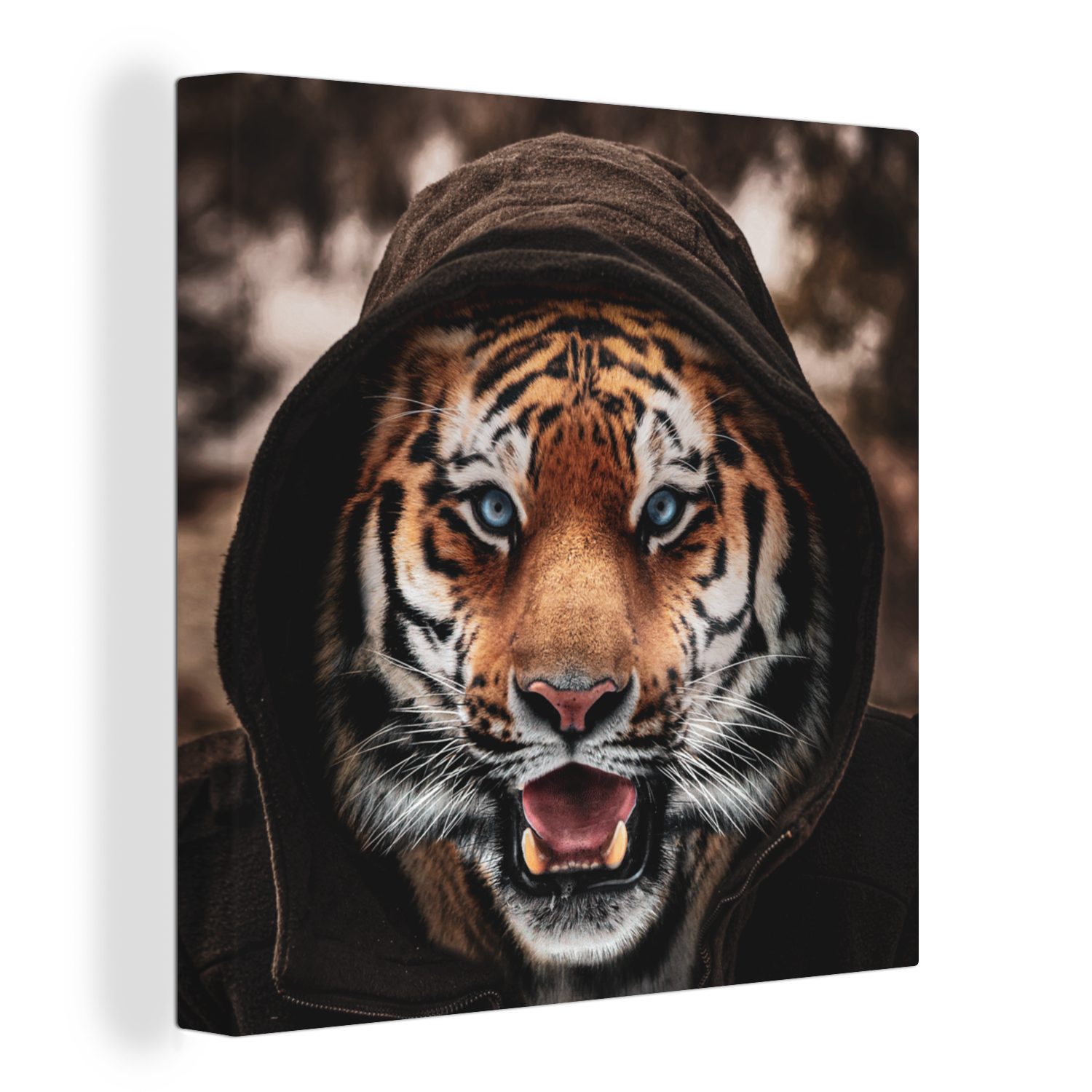 OneMillionCanvasses® Leinwandbild Tiger - Kleidung - Blau, (1 St), Leinwand Bilder für Wohnzimmer Schlafzimmer