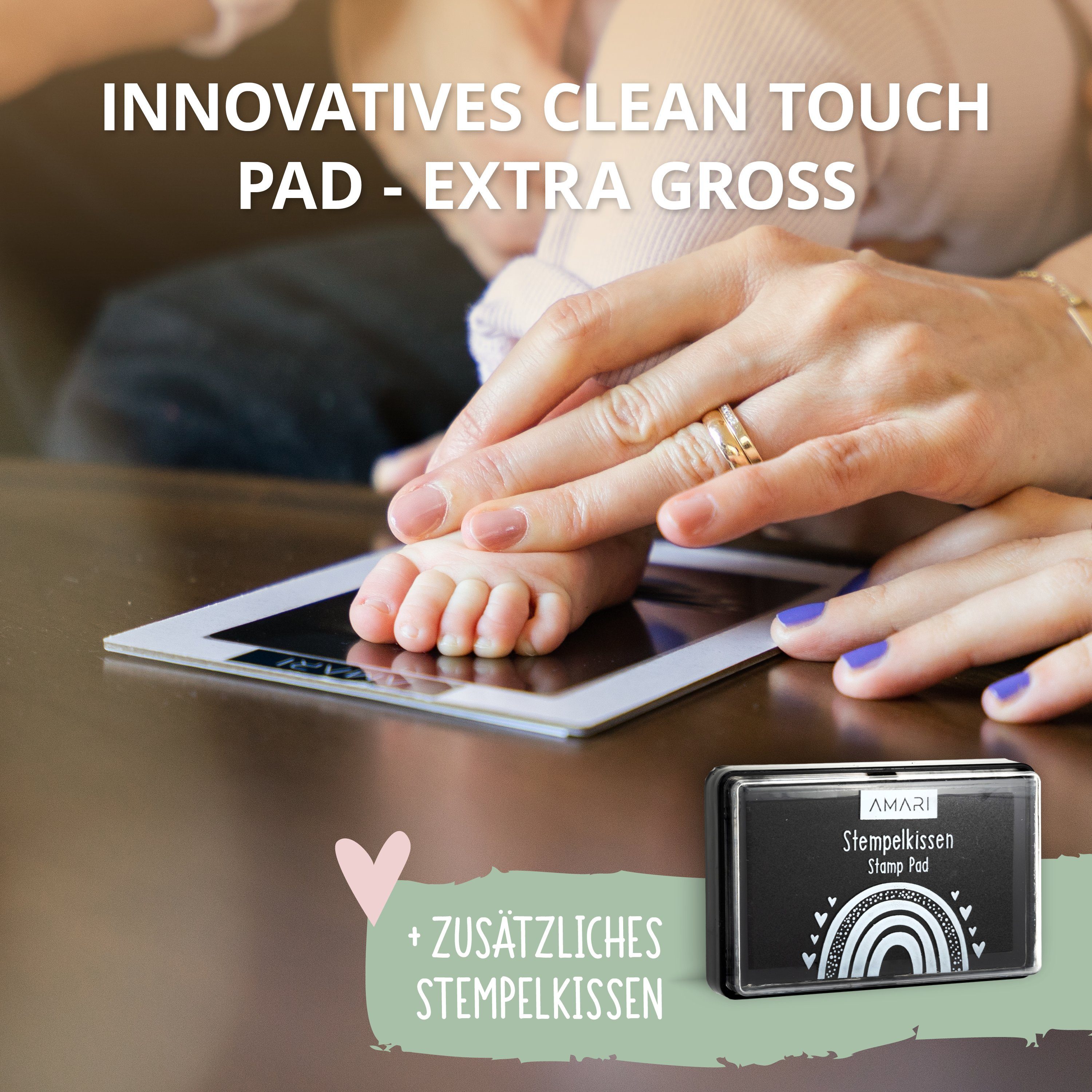 Amari Bilderrahmen-Set AMARI ® Stempelkissen Baby Handabdruck und Fußabdruc günstig online kaufen