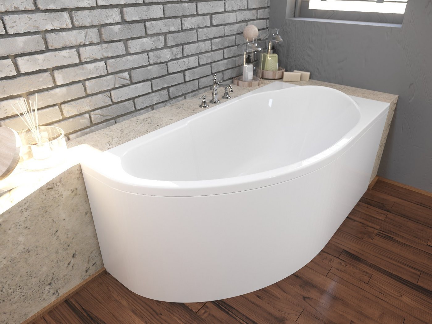Thumbnail - KOLMAN Badewanne Eckbadewanne Miki 140x70, (Links/Rechts), Ablaufgarnitur & Füße GRATIS