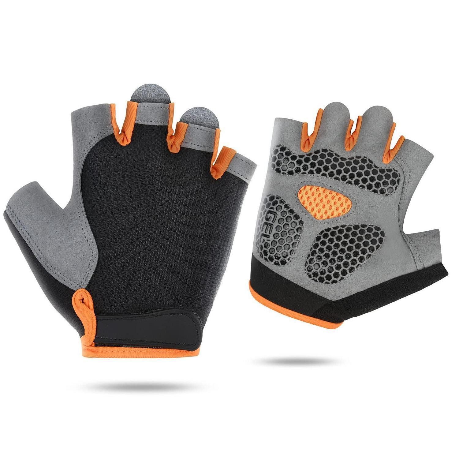 LuxusKollektion Fahrradhandschuhe Fahrradhandschuhe Halbfinger Orange M (1-St)