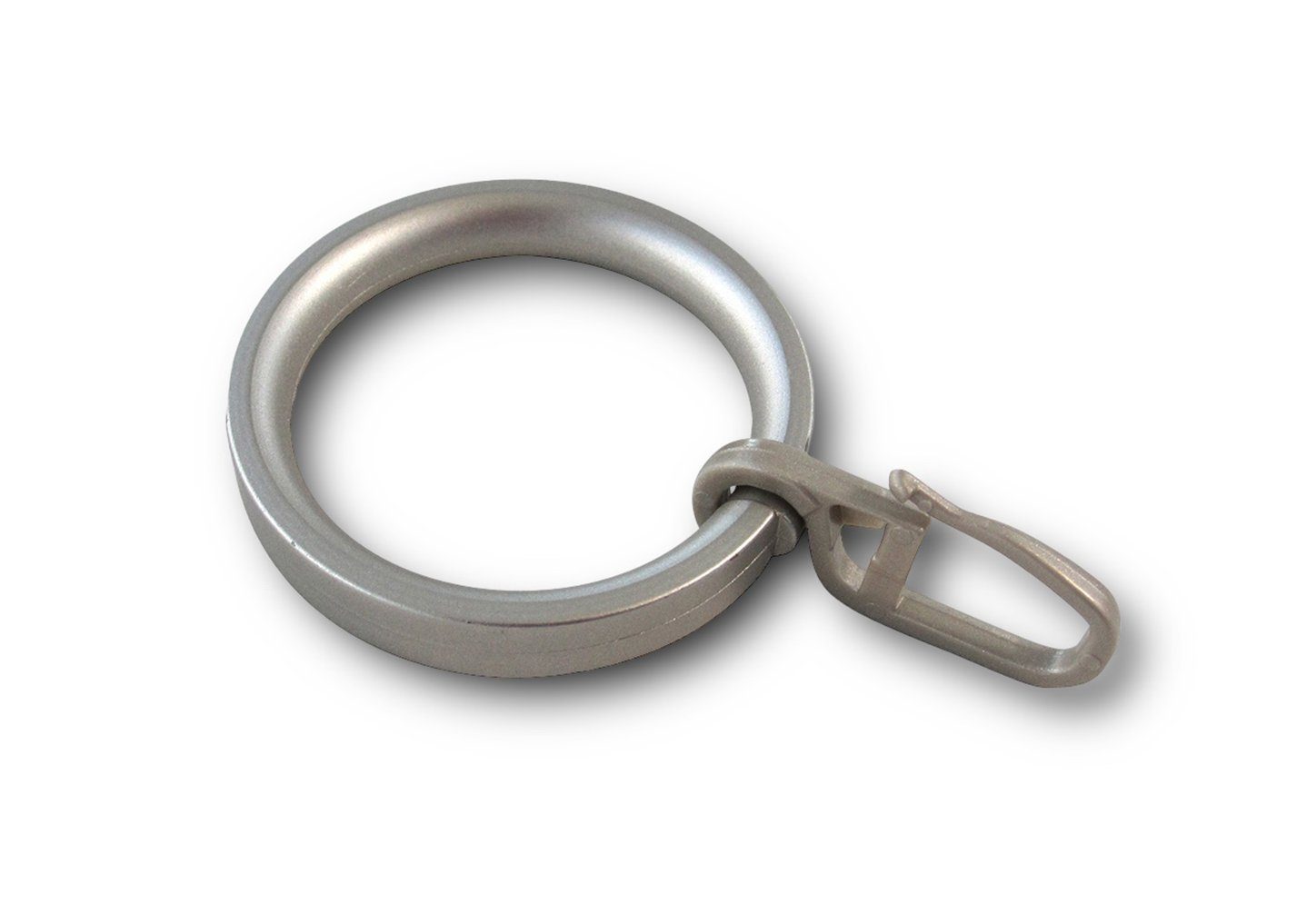 nodeko Gardinenring Vorhangringe Ø 32 x 43 mm, Kunststoff, für Gardinenstangen Ø 16 mm bis 20 mm, (Packung, mit Faltenlegehaken), mit Kerbe zum Einklipsen des Faltenhakens