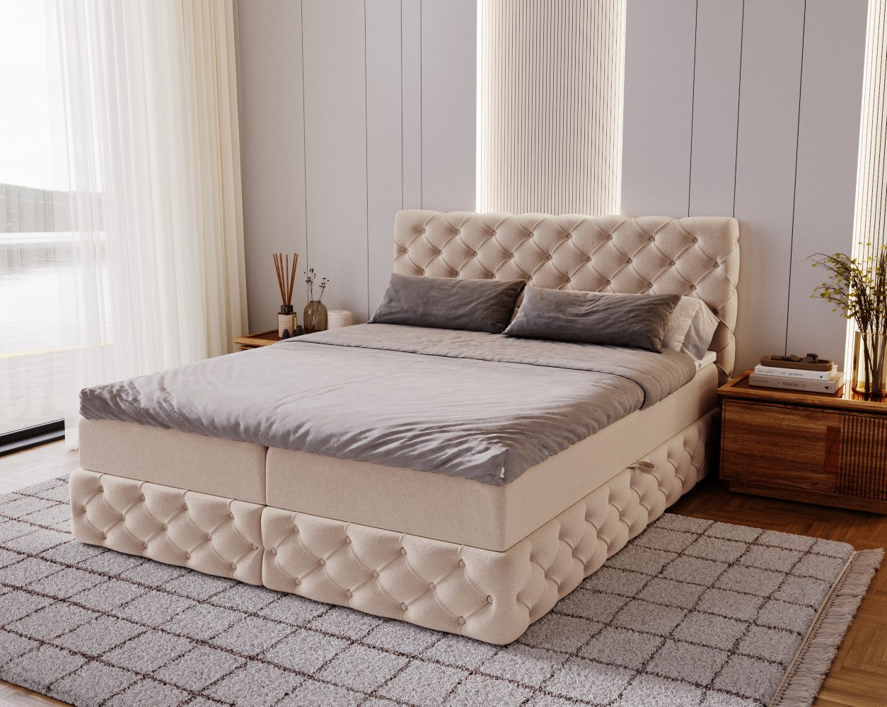Kaiser Möbel Boxspringbett Chesterfield-Kontinentalbett Luxury Stoff günstig online kaufen
