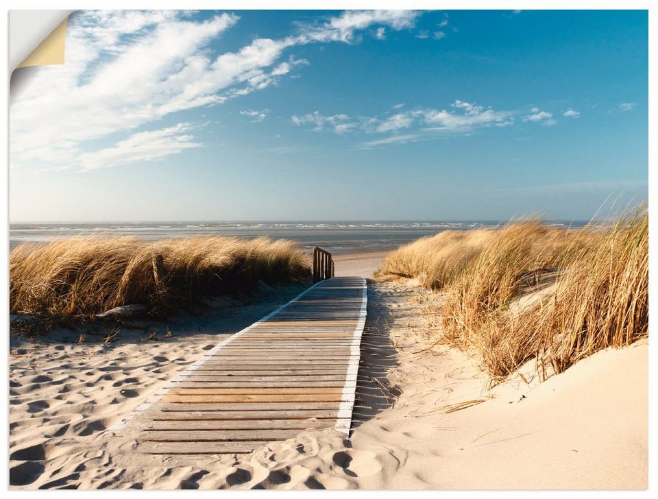 Artland Wandbild Nordseestrand auf Langeoog - Steg, Strand (1 St), als  Alubild, Leinwandbild, Wandaufkleber oder Poster in versch. Größen