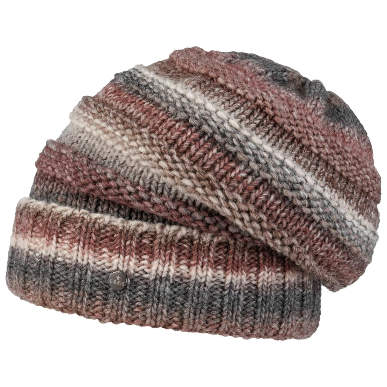 Lierys Beanie (1-St) Strickmütze mit Futter, Made in Germany grau-rot