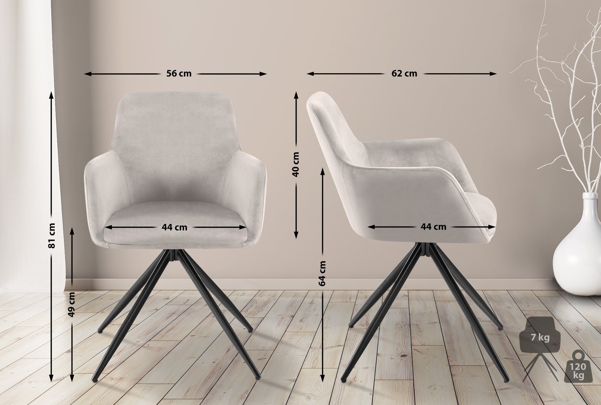 CLP Esszimmerstuhl Olema, mit Samtbezug, schwenkbarer Polster-Stuhl günstig online kaufen