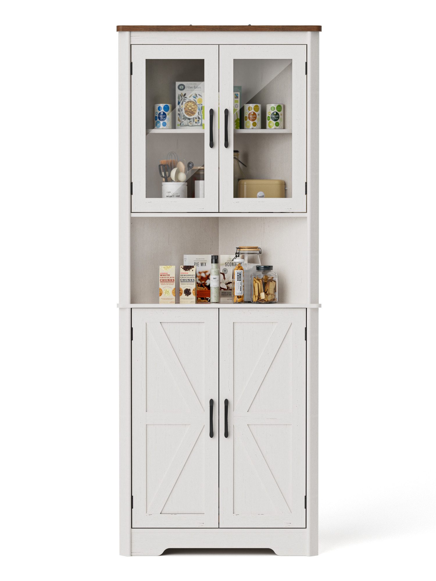 FiveWillowise Eckschrank Schmaler Eckschrank mit 2 Türen und 5 Ablagen, 170 cm (1-St) Badezimmer- & Mehrzweckschrank mit 5 Ablagen, weiß – Bild 3 von 5