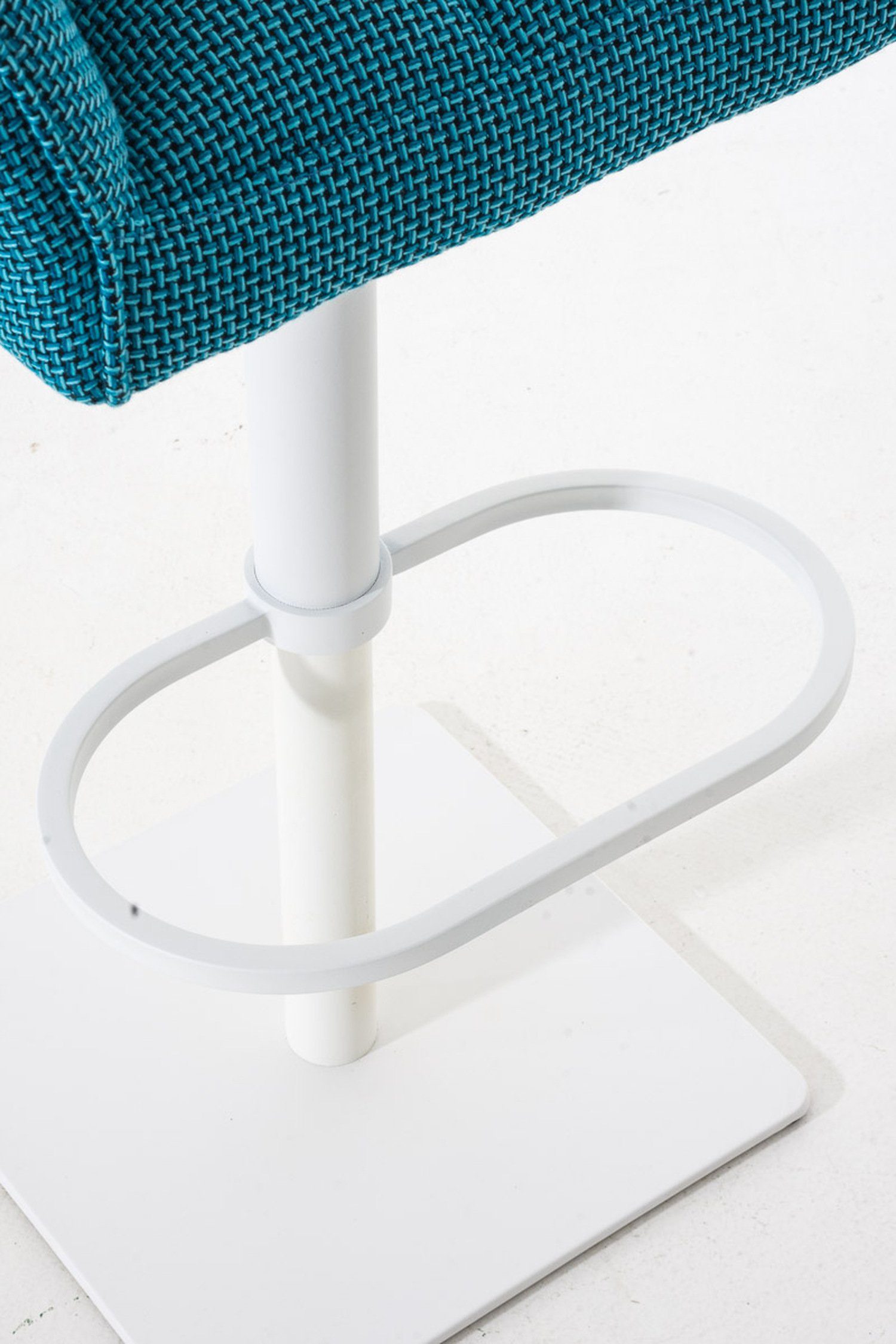 Stoff Hocker - - Metall Barhocker weiß & TPFLiving 360° Fußstütze Damaso drehbar Sitzfläche: Rückenlehne (mit Theke für Küche), Gestell - Türkis und
