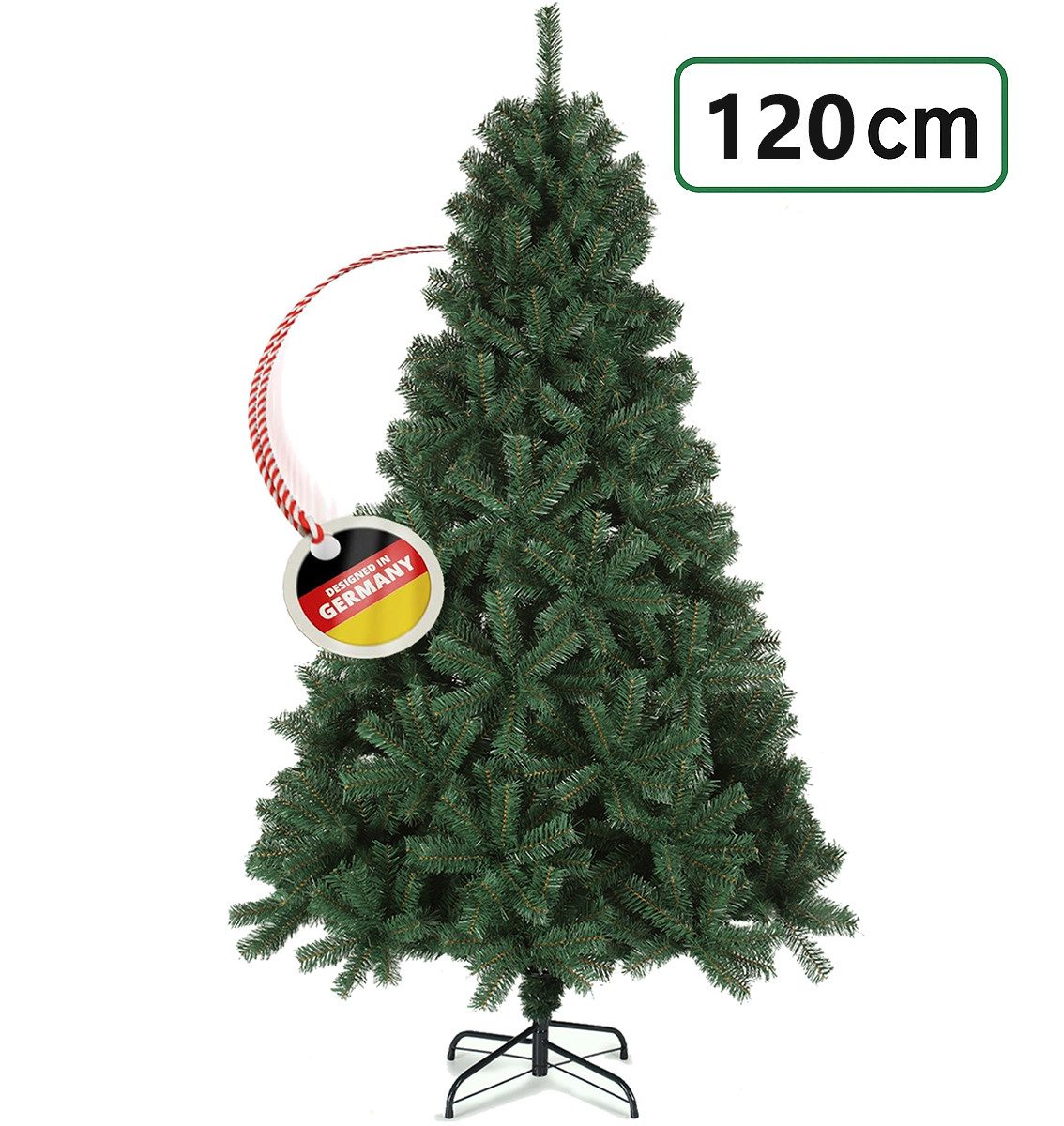 WILGOON Künstlicher Weihnachtsbaum Künstlicher Weihnachtsbaum, dichter Tannenbaum zu Weihnachten, 120 cm künstlicher Baum mit Metallfuß, Pflegeleicht, stabil und ideal für kleine Räume