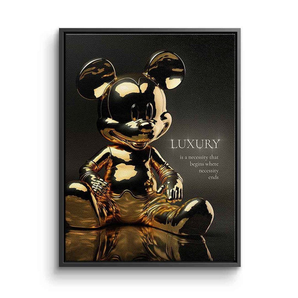 Rahmen mi Leinwandbild Mouse Luxury Motivationsspruch Mickey Leinwandbild, Micky weißer Zitat Maus DOTCOMCANVAS®