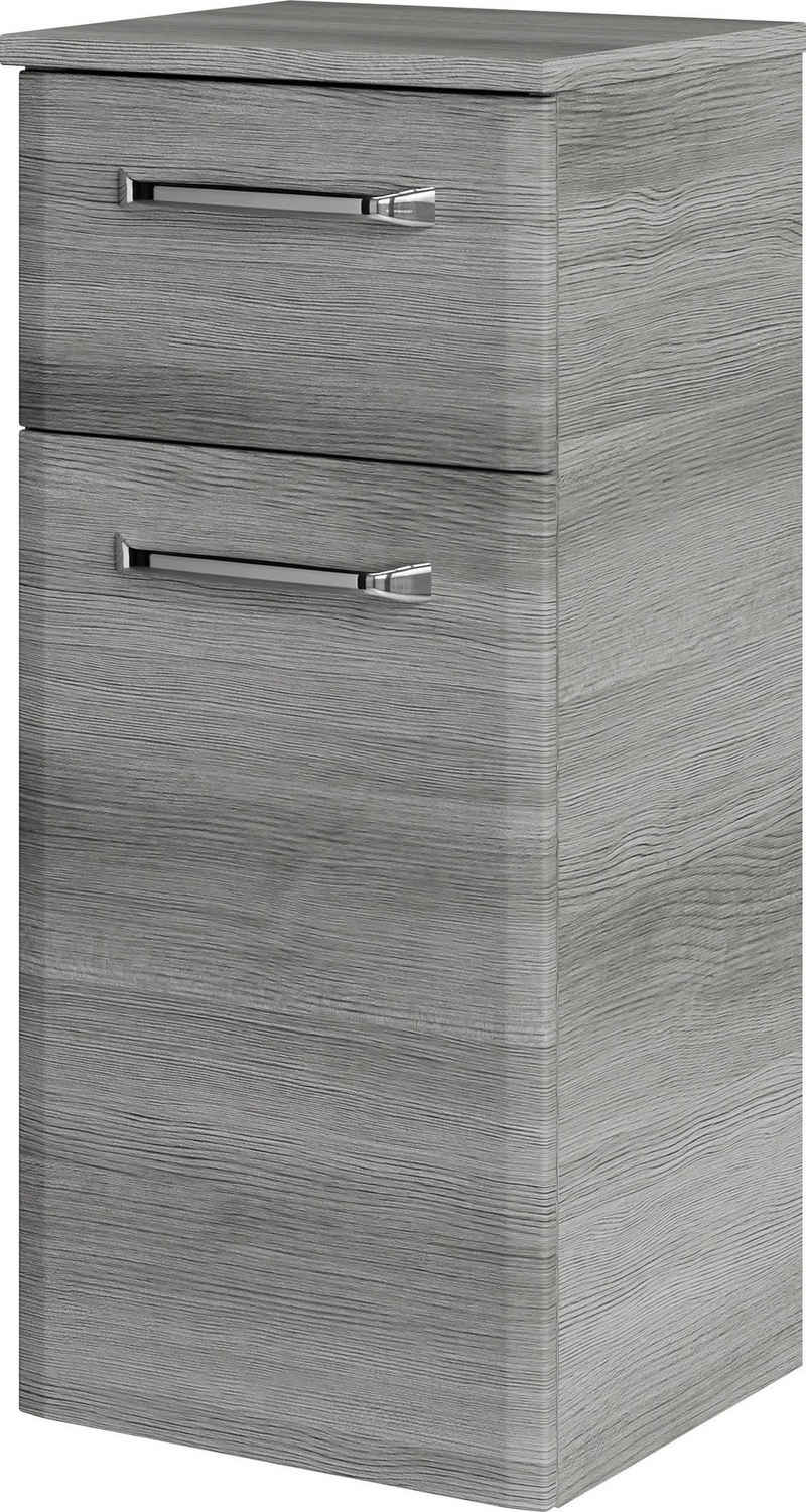 Saphir Unterschrank Quickset Badschrank mit 1 Tür, 1 Schublade, 1 Glas-Einlegeboden 30 cm breit, Badezimmerschrank inkl. Türdämpfer, Griffe in Chrom Glanz