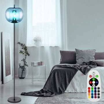 etc-shop LED Stehlampe, Leuchtmittel inklusive, Warmweiß, Farbwechsel, RETRO Steh Lampe Ess Zimmer Glas Kugel Decken Fluter