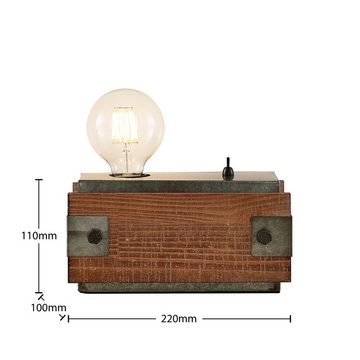 Lindby Tischleuchte Nilaska, Leuchtmittel nicht inklusive, Vintage, MDF, Holz, holz, Schwarz, 1 flammig, E27, Holz Tischleuchte