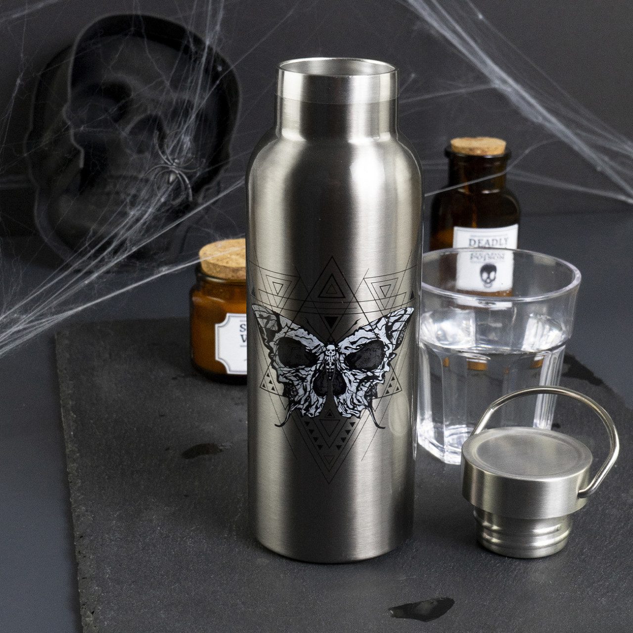 Geda Labels GmbH Isolierflasche Isolierflasche Skull mystic, Silber, 500 ml, doppelwandig, vakuum isoliert