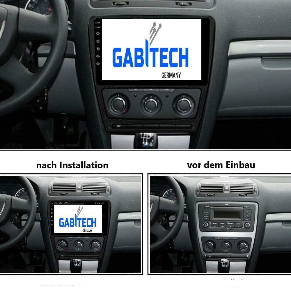 GABITECH 10" Android Carplay Autoradio GPS Navi für Skoda Octavia 2007-2014 Autoradio (FM, AM, RDS, Drahtloses Apple Carplay und Android Auto)