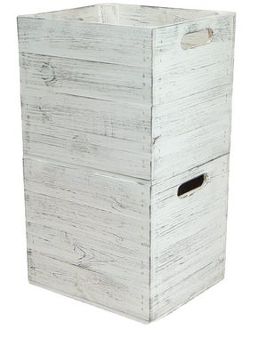 Kistenkolli Altes Land Allzweckkiste 4er set Holzbox Vintage Weiss Regalkiste passend für Ikea Kallax und