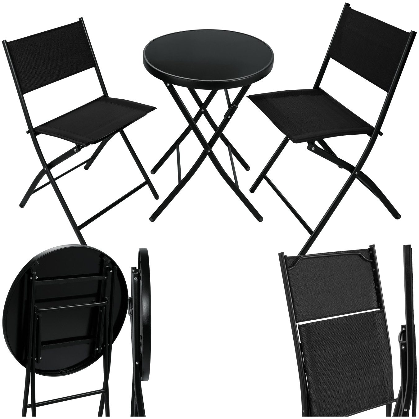 tectake Essgruppe Bistro-Set, (Set., 3-tlg), Robustes Gestell aus Stahl günstig online kaufen