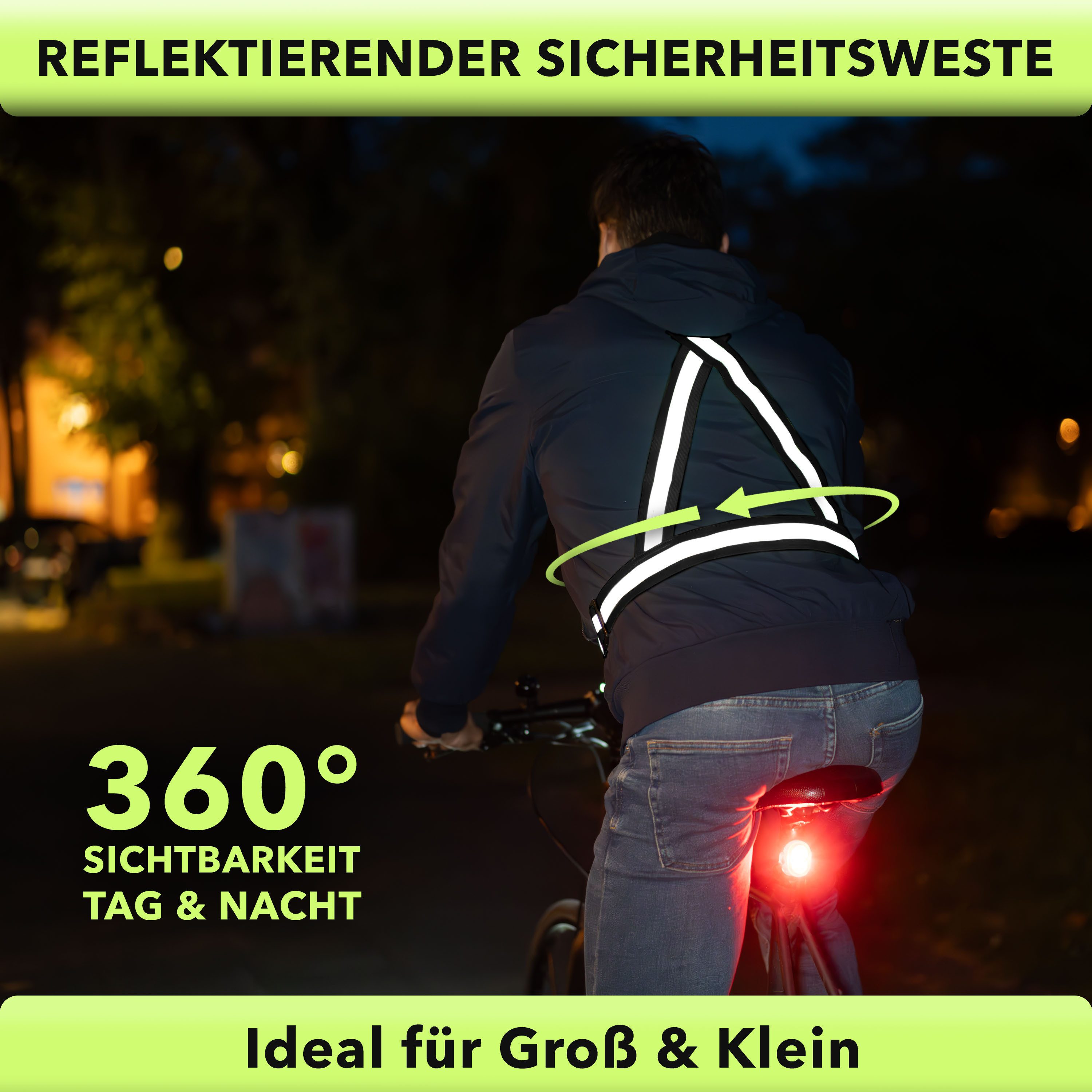 AVANA Warnweste reflektierende Sicherheitsweste einstellbare Reflektorweste Weste Fahrrad, Joggen, für Erwachsene & Jugendliche