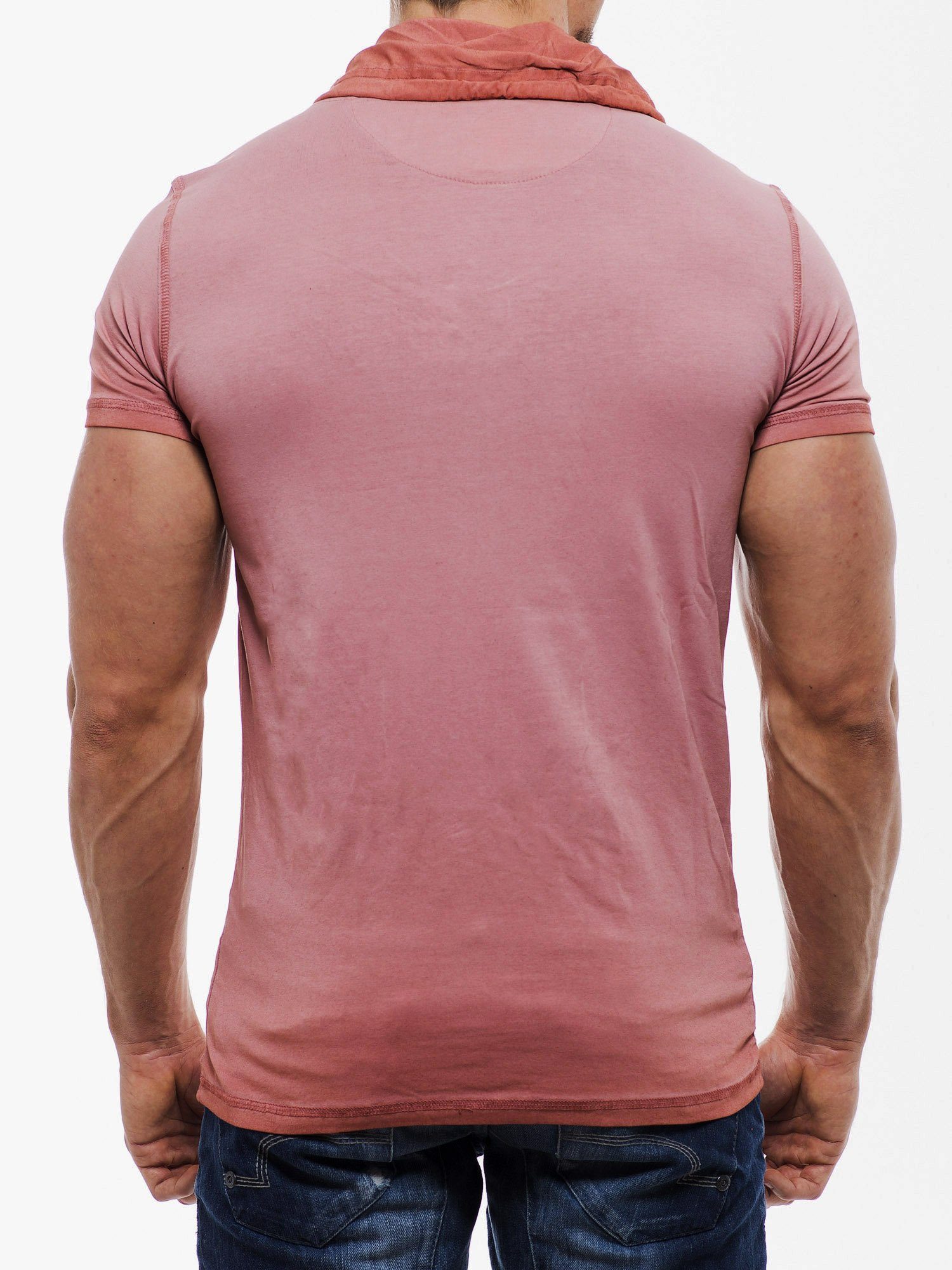 RMK T-Shirt T-Shirts Modelle Streetwear mit Freizeit Schal-Kragen, Braun/Rot