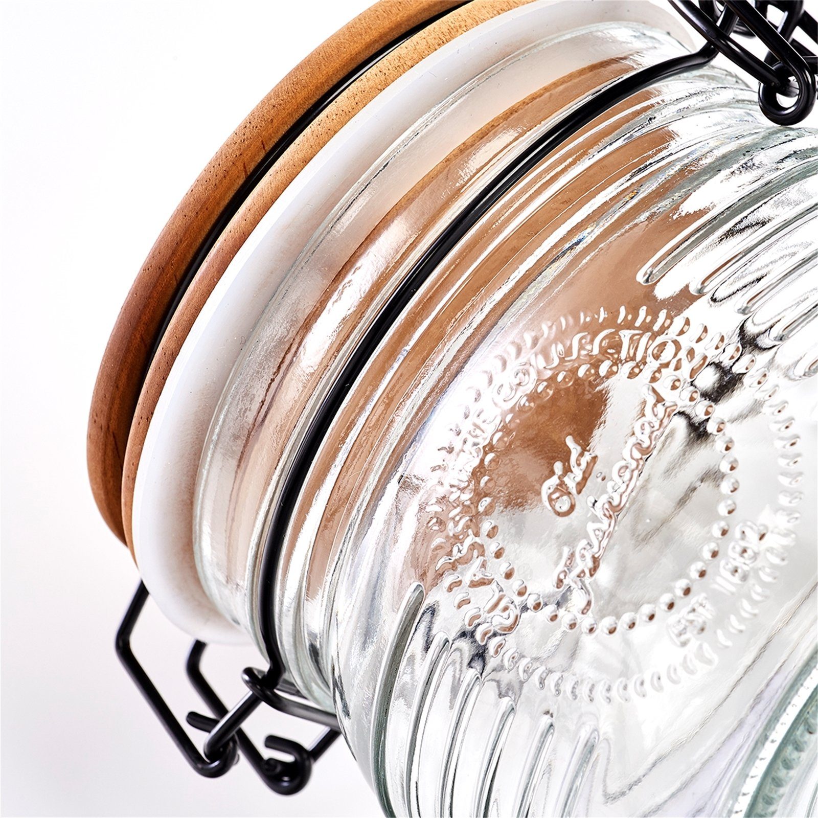 Holzdeckel Neuetischkultur Vorratsglas Bügelverschluß mit Vorratsglas