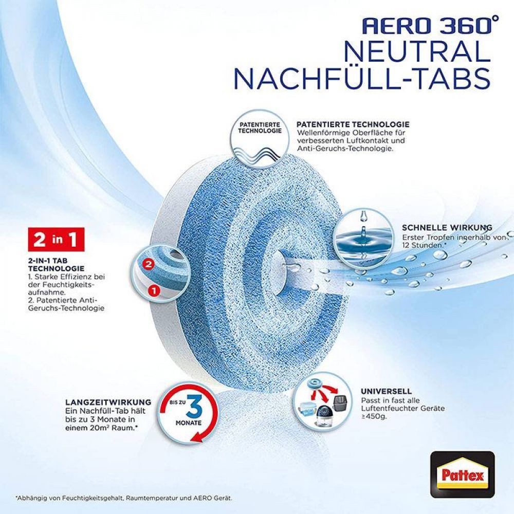 Pattex Luftbefeuchter Pattex Luftentfeuchter Aero 360 Grad 2x450g Nachfüller – Bild 3 von 4