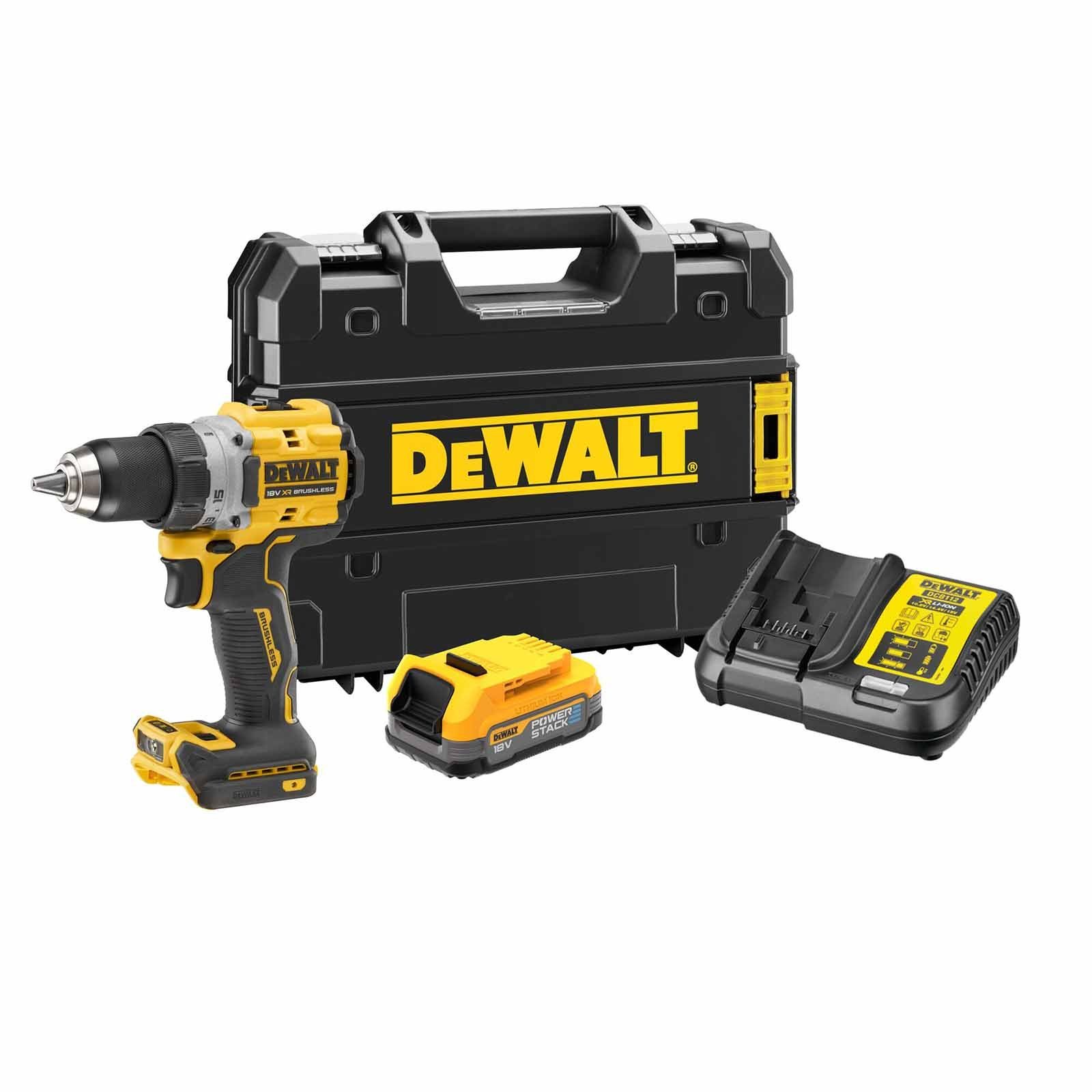 DeWalt Akku-Bohrschrauber Akku-Bohrschrauber DCD800E1T-QW Powerstack 18V  1,7Ah, 18 V, inkl. Ladegerät & 1x Akku | Schlagschrauber