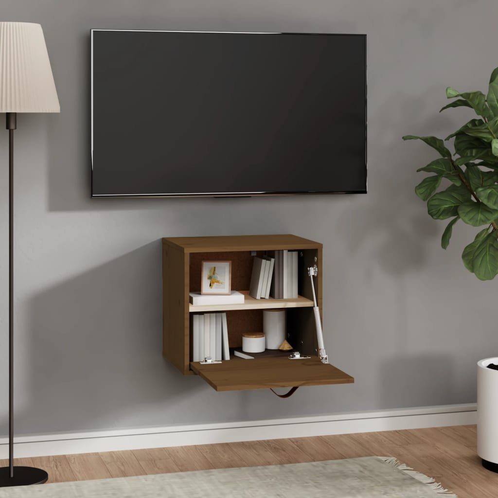 furnicato Wandhängeschrank Hängeschrank aus massivem Kiefernholz 40x30x35 cm Honigbraun, 1-tlg., Wandschrank mit flexibler Türöffnung und viel Stauraum für Zuhause
