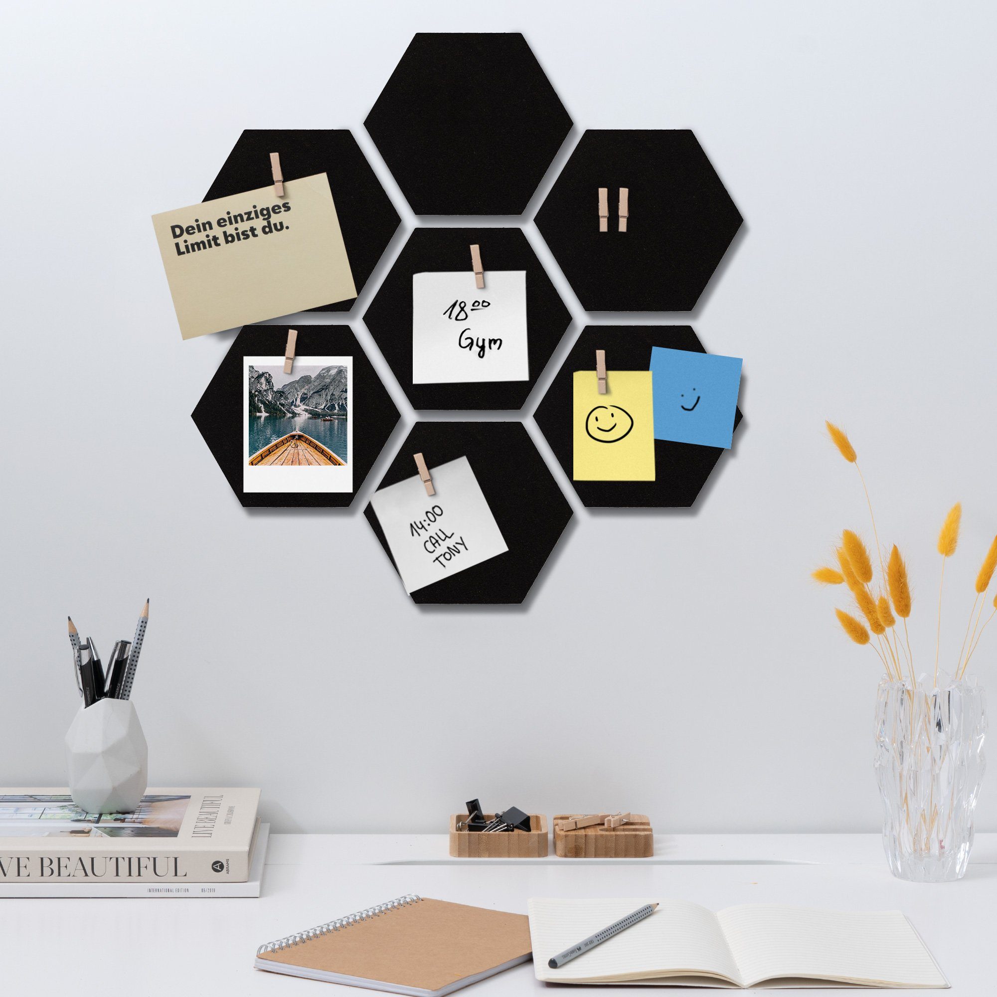 Navaris Memoboard Kork Pinnwand Korkwand sechseckig günstig online kaufen
