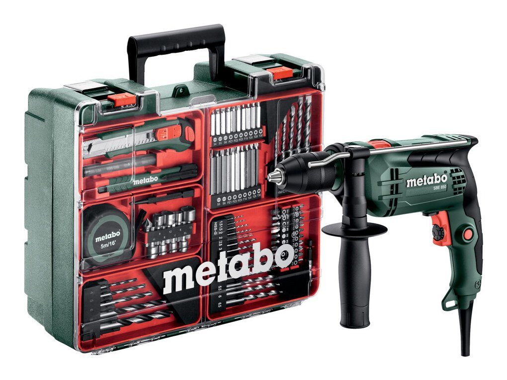 metabo Schlagbohrmaschine Set, 650 Im 1500 max. U/min, SBE Kunststoffkoffer