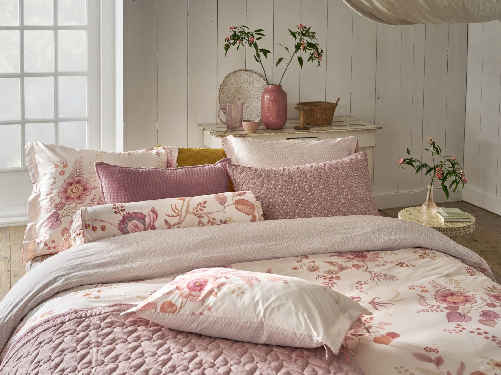 PiP Studio Dekokissen Everbloom Kissen Rolle light pink 22x70cm (1Stück)