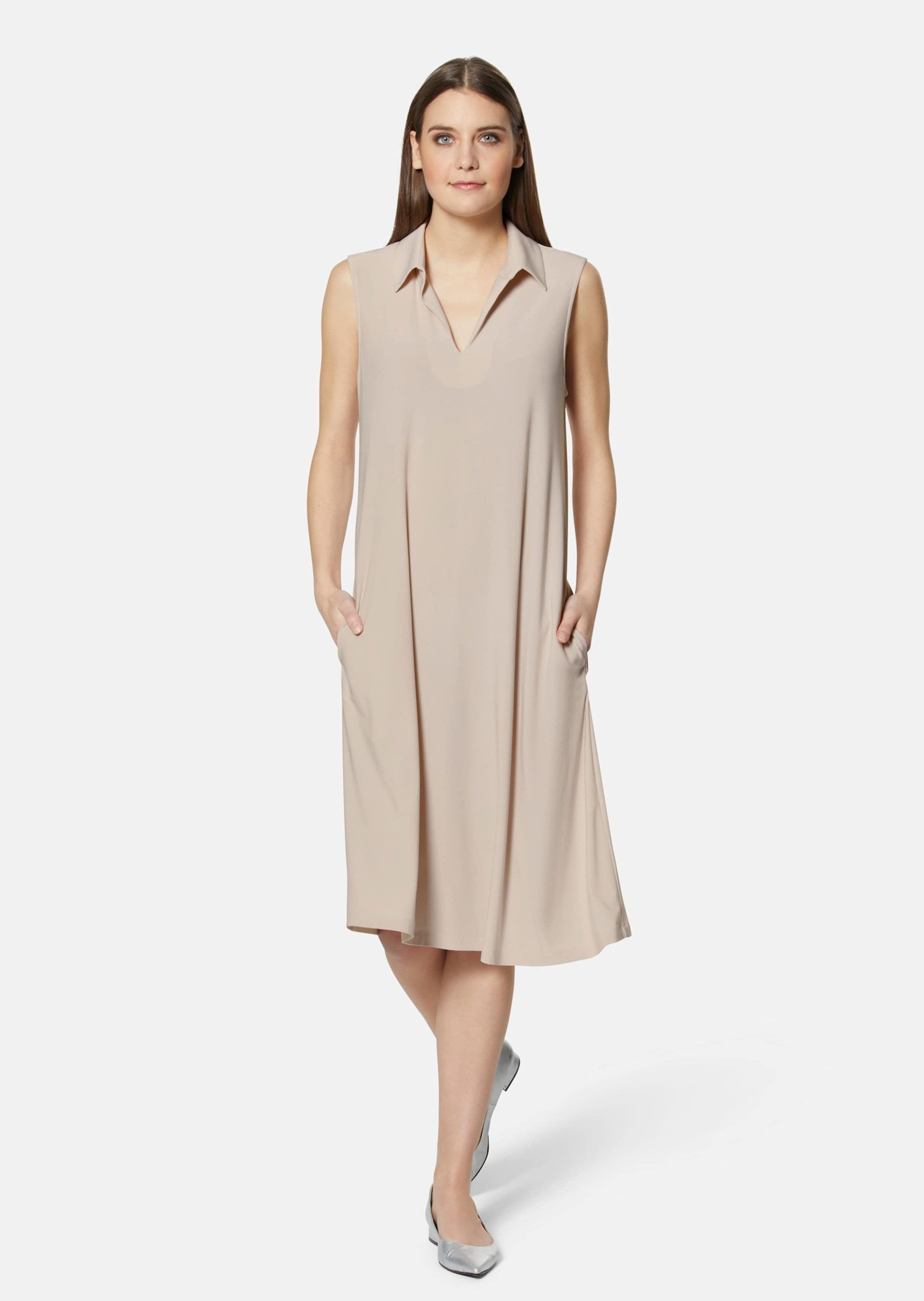 MADELEINE Midikleid Ärmelloses Kleid mit Hemdkragen günstig online kaufen