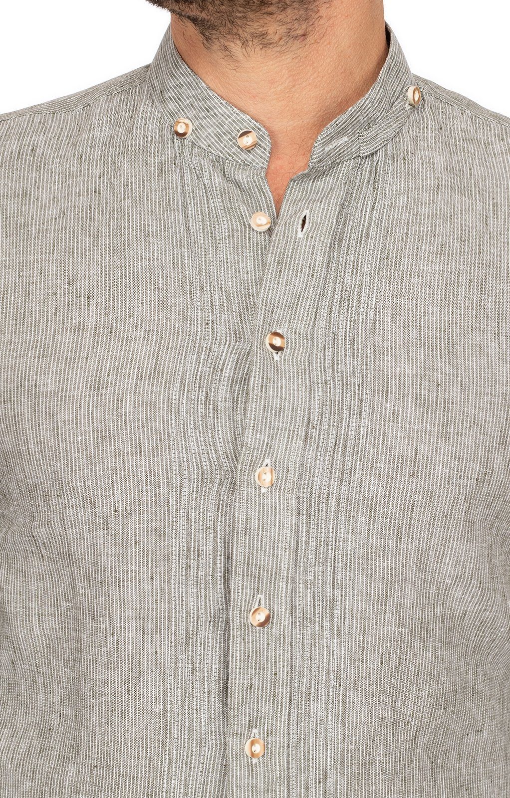 Trachtenhemd Almsach oliv Fit) (Slim Hemd LF175 Stehkragen