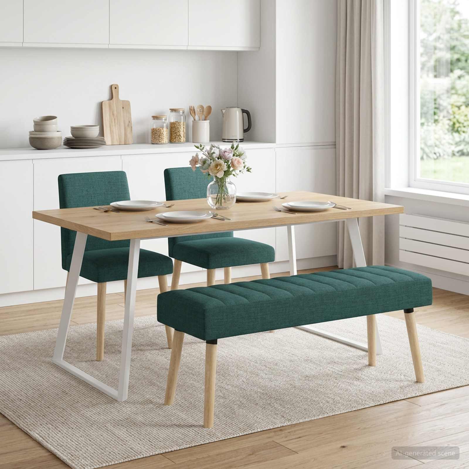 vidaXL Sitzbank Kanalgepolsterte Bank Dunkelgrün 110 x 40 x 46 cm Stoff (1-St)