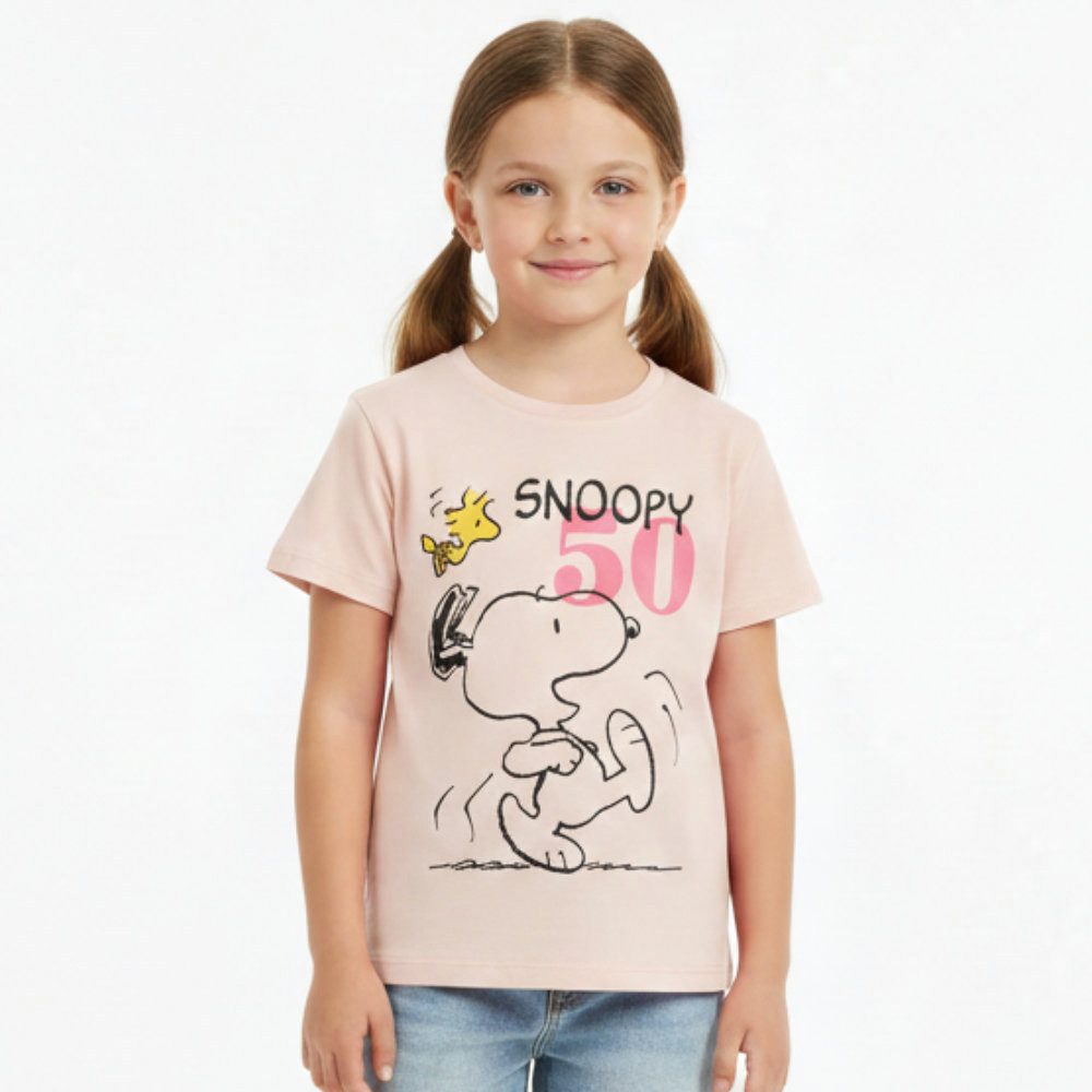 Snoopy Print-Shirt Peanuts Snoopy Kinder Mädchen kurzarm T-Shirt Shirt Gr. 92 bis 128, 100% Bauwolle