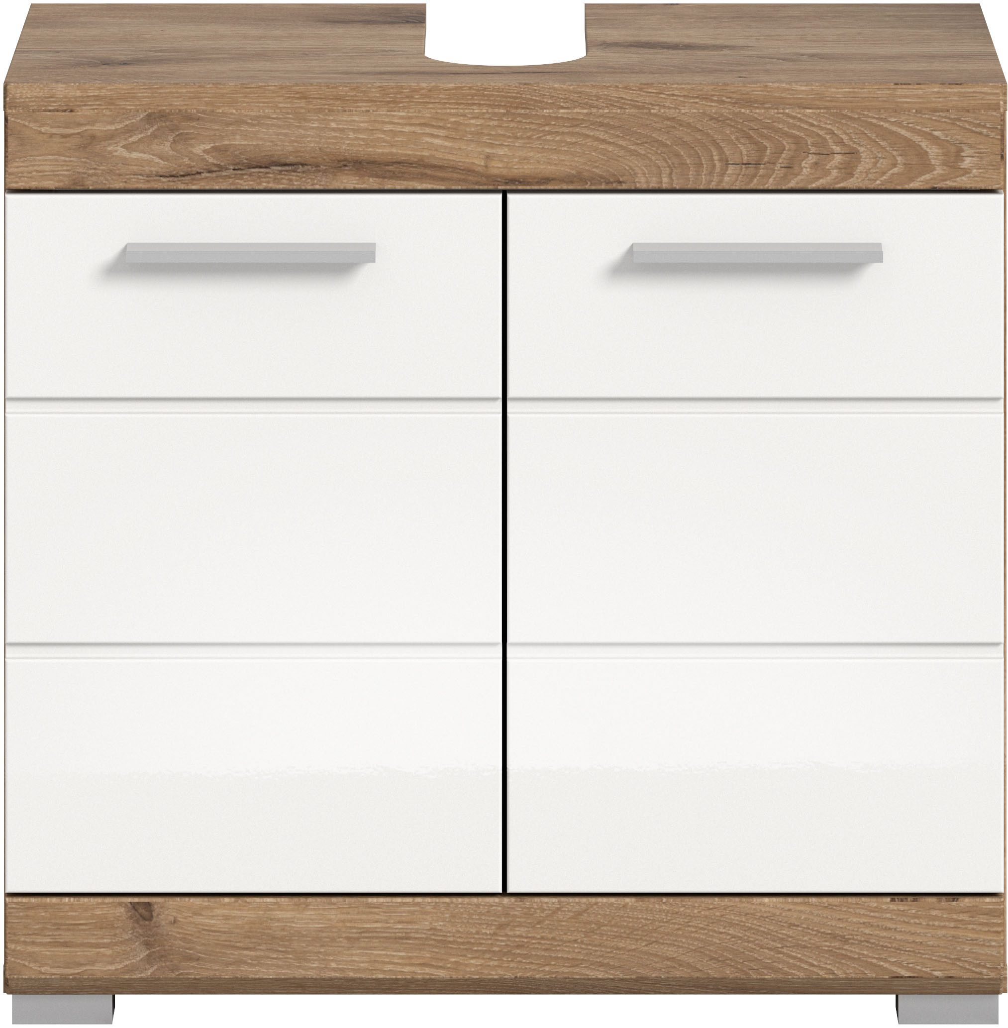welltime Waschbeckenunterschrank SIENA, Breite 60cm, mit 2 Türen oder 2 Schubkästen, MDF-Front (1-St., TOPSELLER!, mit Siphonausschnitt 10x25 cm) in verschieden – Bild 4 von 5