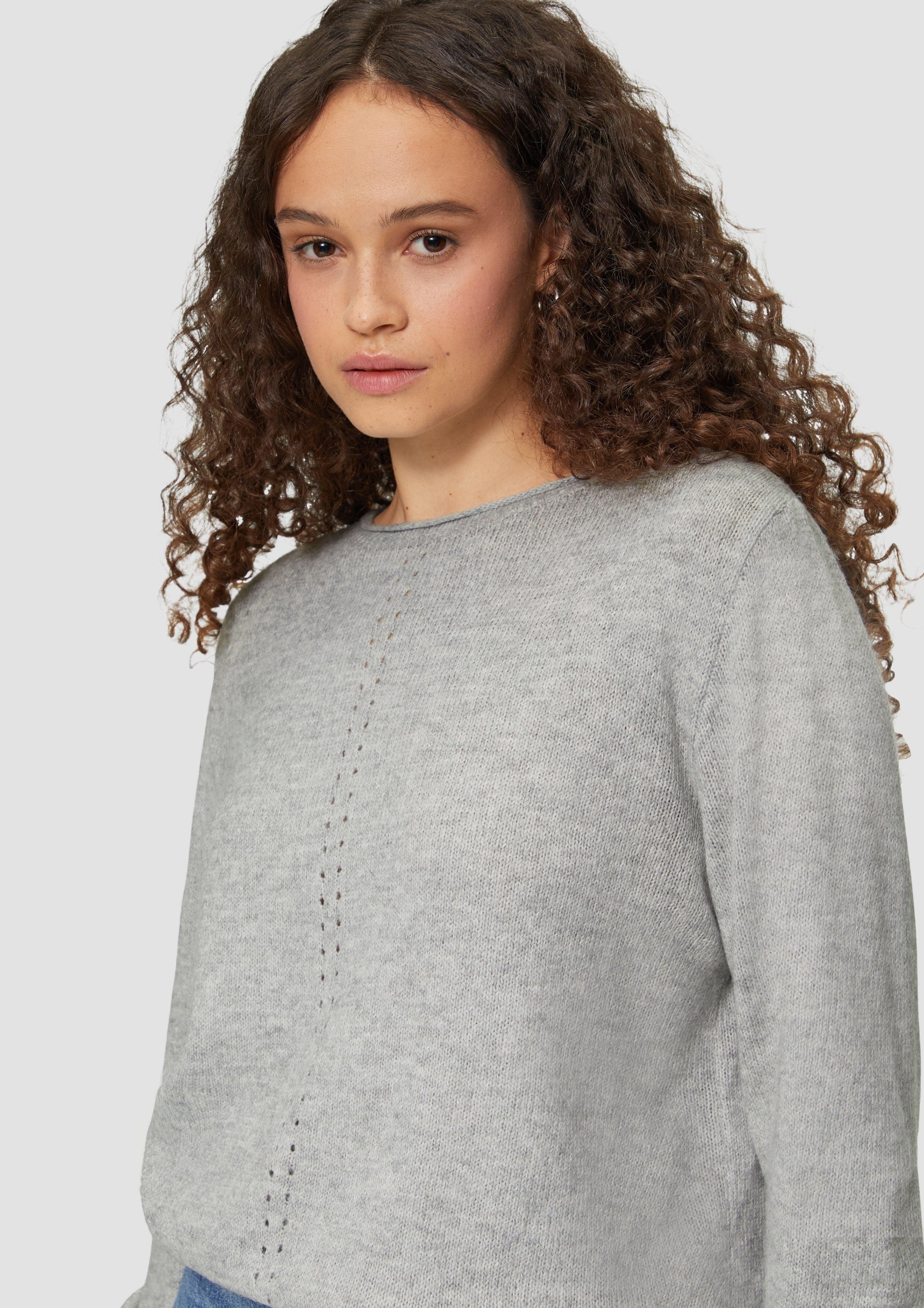 QS Strickpullover Weicher Strickpullover mit Ajour-Detail günstig online kaufen
